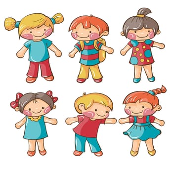 Vector set - small cartoon children