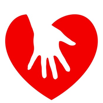 Hand and heart. Illustration on white background