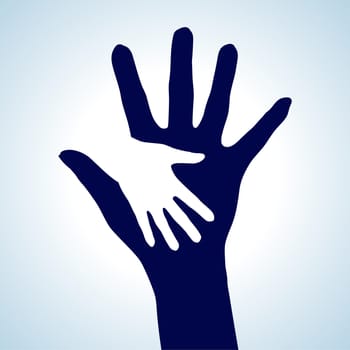 Two Helping Hands. Creative illustration for best design idea