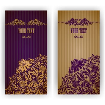 Template design for invitation with damask ornaments. Vector illustration. EPS 10