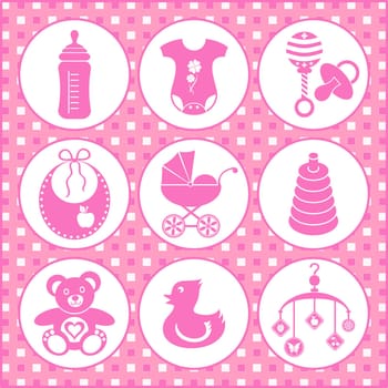 set of baby girl icons