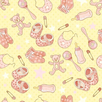 cute newborn seamless background, vector illustration, eps10