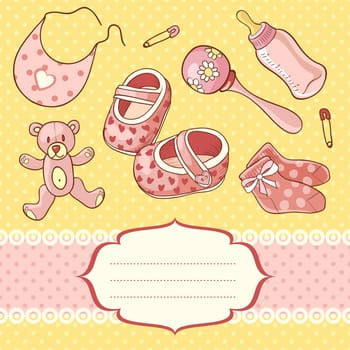 cute newborn baby card, vector illustration, eps10