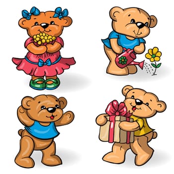 Vector set -  cartoon toy bears