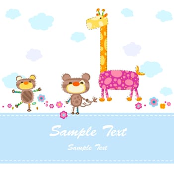 baby invitation card with cute animals