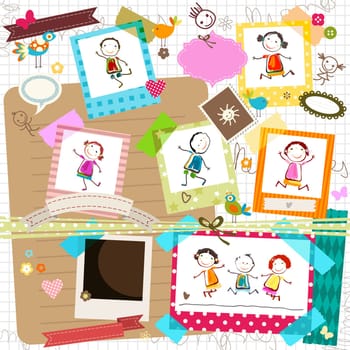 happy kids and photo frame
