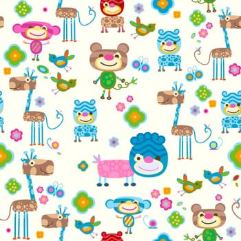 cute animals and flowers background