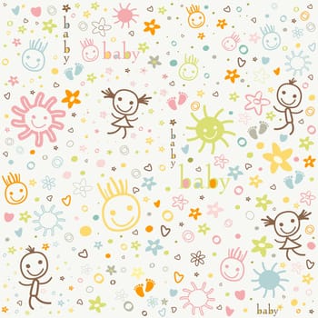 baby background, colorful cute elements