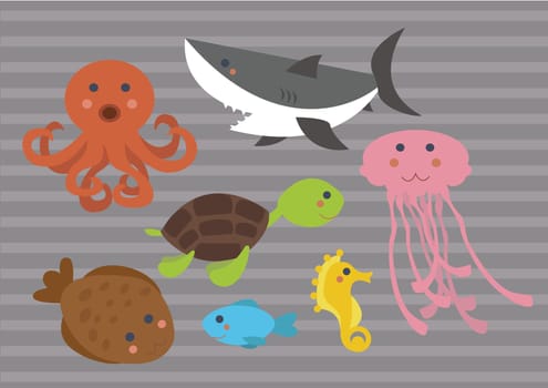Clipart - Cartoon Sea Animals for Babies