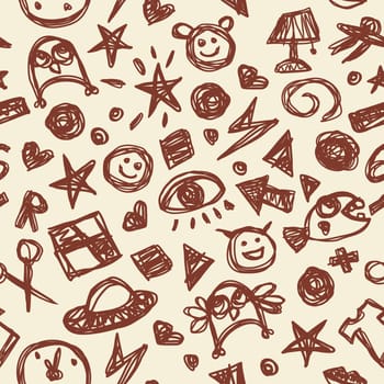 abstract scribble cute seamless pattern vector illustration