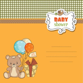 baby shower card with cute teddy bear