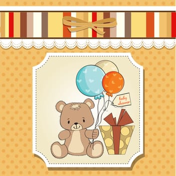 baby shower card with cute teddy bear