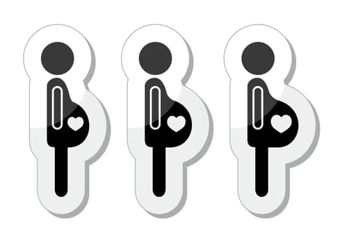 Pregnancy vector labels set isolated on white