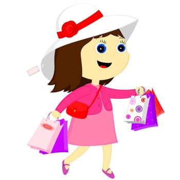 happy little girl returns with shopping