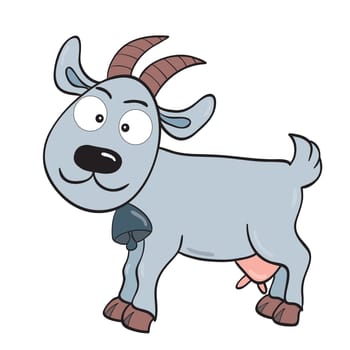 Vector illustration of smiling cute cartoon goat.