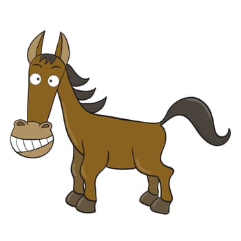 Vector illustration of smiling cute cartoon horse.