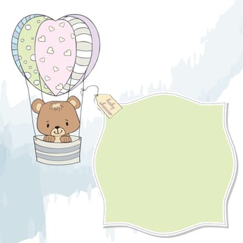 new baby boy announcement card with teddy bear