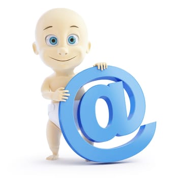 3d baby e mail sign on a white background
