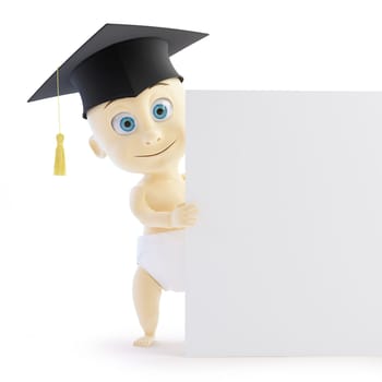 baby preschool graduation cap form on a white background
