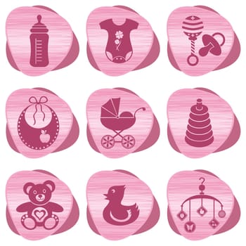 set of baby girl icons