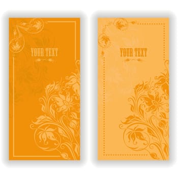 Template design for invitation with damask ornaments. Vector illustration in vintage style.