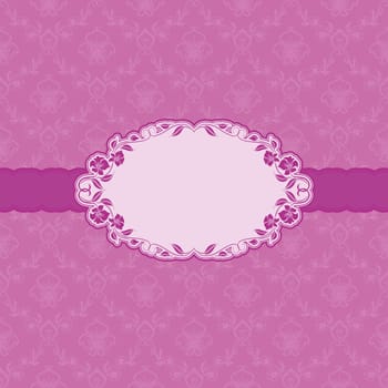 Vector template frame design for greeting card . Background - seamless pattern.