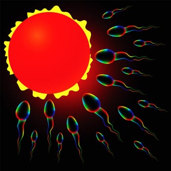 colorful illustration with  spermozoons  for your design