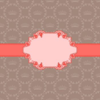 Vector template frame design for greeting card . Background - seamless pattern.