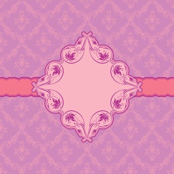 Vector template frame design for greeting card . Background - seamless pattern.