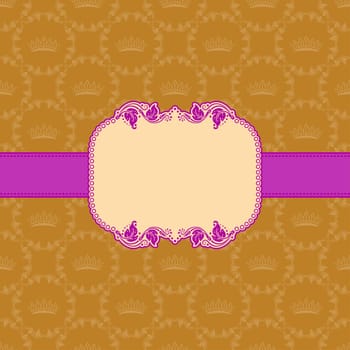 Vector template frame design for greeting card . Background - seamless pattern.