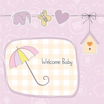 baby girl shower card, illustration in vector format
