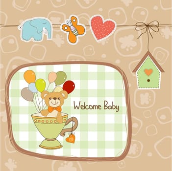 baby shower card with cute teddy bear