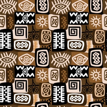 Ethnic motifs and symbols seamless pattern