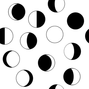 Seamless pattern with stylized phases of the moon