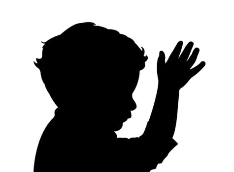 sleeping baby head and hand silhouette vector