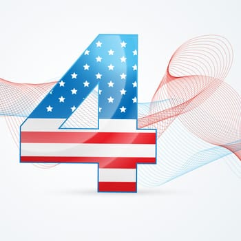 vector 4th of july background with wave