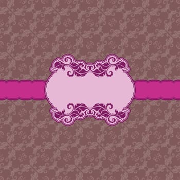 Vector template frame design for greeting card . Background - seamless pattern.