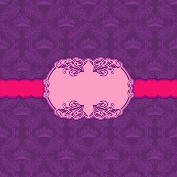 Vector template frame design for greeting card . Background - seamless pattern.