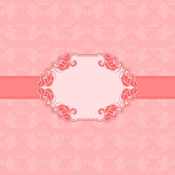 Vector template frame design for greeting card . Background - seamless pattern.