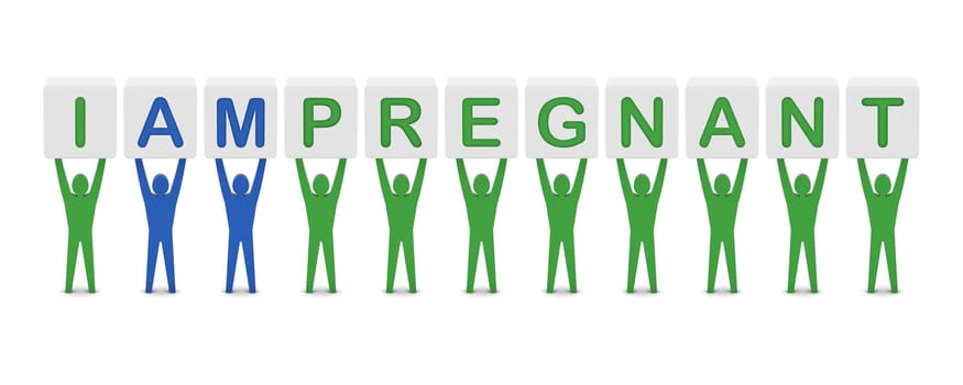 Men holding the phrase i am pregnant. Concept 3D illustration.