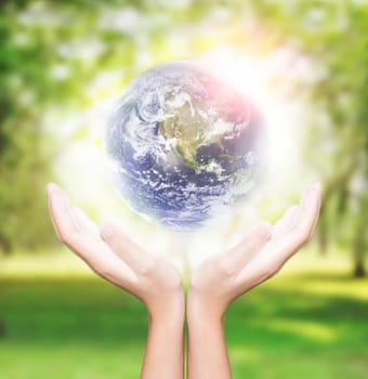 hand hold earth environment concept element finished by nasa