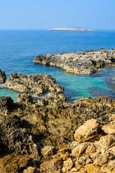 Rocky coast in N Istria with small island