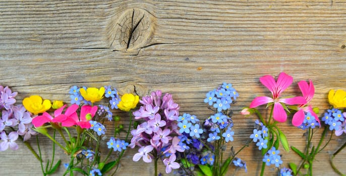flowers on a wooden board