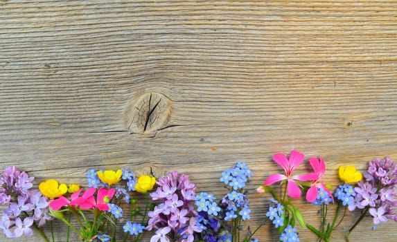 flowers on a wooden board