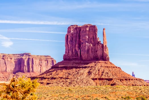 Monument valley under the blue sky