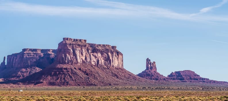 Monument valley under the blue sky