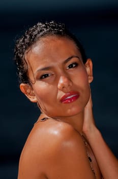 Beautiful and sexy girl posing on the beach in dominican republic