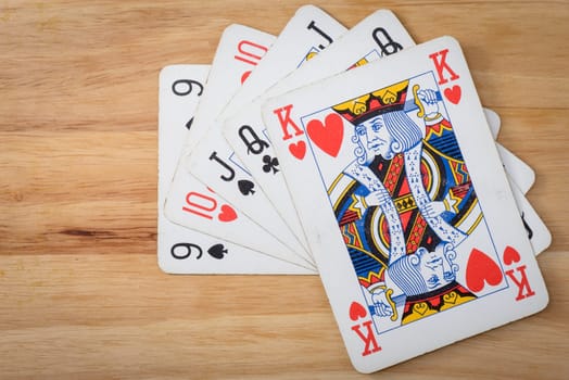 Flush card on a wood background