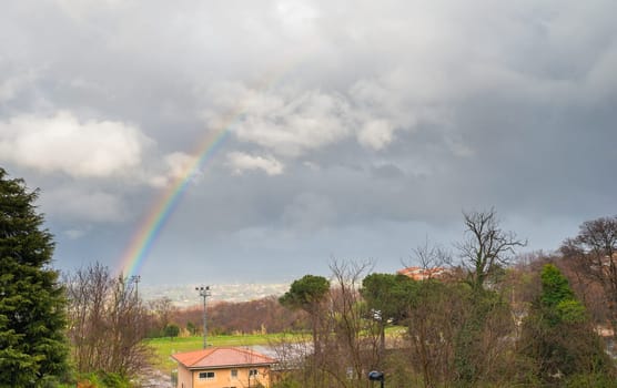 rainbow in the valley at Monte Compatri, a little town near Rome, Italy