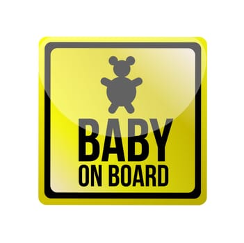 baby on board sign illustration design